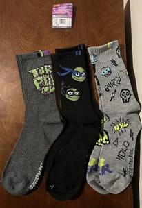 Boys Teenage Mutant Ninja Turtles 3pk Crew Socks - M/L - Picture 1 of 4