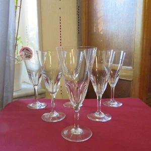 6 Champagne Flutes In Baccarat Crystal Model Genova H 16.8 Cm Signed - Picture 1 of 12