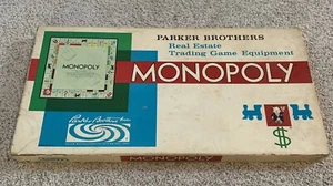 Vintage 1961 Monopoly Board Game Parker Brothers Incomplete Antique Collectable - Picture 1 of 8