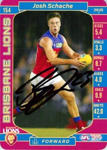 Signed 2017 Brisbane Lions AFL TeamCoach Card - Josh Schache - Afbeelding 1 van 3