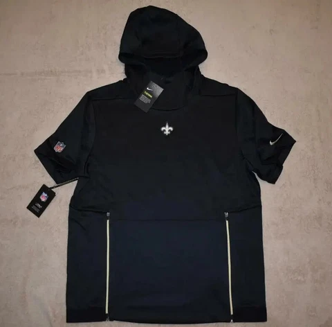 Nike Men's New Orleans Saints Sideline Therma S/S Short Sleeve Hoodie NWT Cover