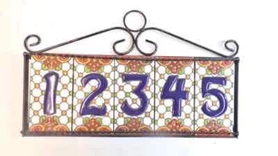 Choice of 6 Styles Horizontal 5 # Talavera Address Numbers in a Welded Frame - Image 1 of 4