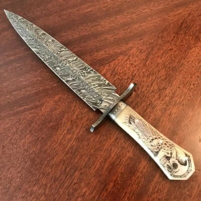 15" Custom And Handmade Damascus Steel Tactical Hunting Dagger Knife With Sheath - Image 1 of 4