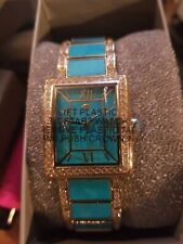 Rarities Goldtone Stainless Steel Gemstone Inlay Bracelet Watch Turquoise (gift)