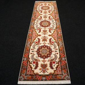 Orient Teppich Täbriz 298 x 82 cm Tabriz Seide Läufer Perserteppich Handgeknüpft - Imagen 1 de 20