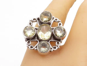 925 Sterling Silver Vintage Yellow Topaz Swirl Cocktail Ring Sz 9.5 RG5597 - Picture 1 of 6