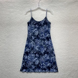 90s Y2K Vintage Mesh Mini Dress Large Blue Cyber Club Rave Fairy Goth Whimsigoth - Picture 1 of 10
