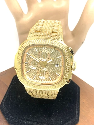 Мужские кварцевые часы JBW J6380A Heist Diamond 0,20 карата золотистая сталь 45 мм - Изображение 1 из 4