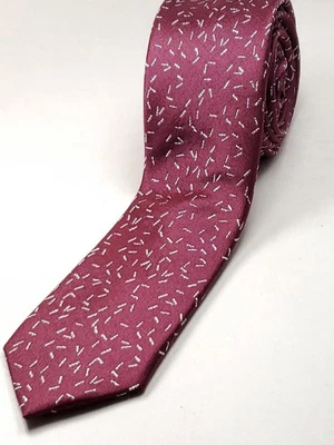 Corbata ajustada CALVIN KLEIN mezcla de seda para hombre rojo borgoña plata blanco brillante NUEVA Foto 1 de 4