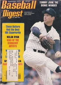Septiembre 1979 Baseball Digest New York Yankees Tommy John en cubierta - Imagen 1 de 1