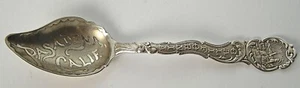 Sterling Souvenir Pasadena Calif.  Spoon Wendell Teardrop Shape Acid Etched Bowl - Picture 1 of 8