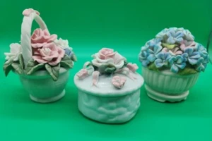 3 Vintage Porcelain Flower Basket Set - Picture 1 of 8
