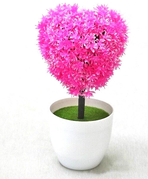 Decoración de Plantas Artificiales Bonsai Color Rosa Forma de Amor Planta Decoración de Mesa Foto 1 de 2