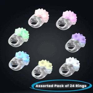 LED Light Up Flashing Jelly Bumpy Rings Assorted Colors - Pack of 24 By Party - Picture 1 of 1