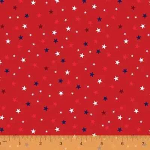 Patriotic, Red, White, Blue Stars, Red Fabric, We the People, Windham, 52588-3 - Picture 1 of 1