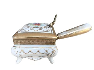 Joyero vintage crumb catcher silencioso mayordomo porcelana Arnart floral dorado - Imagen 1 de 12