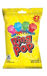 Ring Pop Candy 1 Bag containing 4 Ring Pops BRAND NEW SEALED BAG