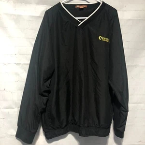 Harrington Jacket Men's Black Windbreaker Pullover V-Neck Logo XL - Picture 1 of 12