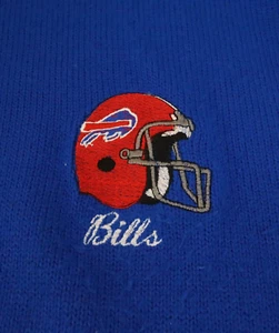 VTG 90s Buffalo Bills Knit Sweater Red Helmet Blue XL Acrylic NFL Cliff Engle - Picture 1 of 8