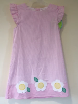 Nuevo con etiquetas Vestido Clásico Caprichoso Rosa Rayas Apliques Flor Margarita Para Niña Talla 5 Foto 1 de 2