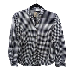 Gap Womens Top Size S Petite Cotton Button Up Shirt Blue Checks Casual Office - Picture 1 of 7