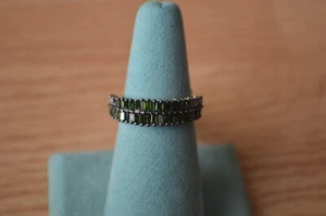 1.00ct Green Diamond Half Eternity Ring 14k Yellow Gold over Fine Silver Size 8 - Picture 1 of 14