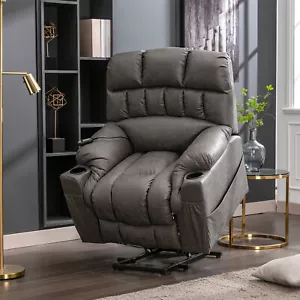 Electric Riser Recliner Chair Fabric Massage Heat Single Sofa Armchair Grey - Picture 1 of 16