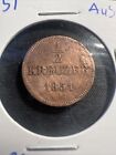 1851 Austria 1/2 Kreuzer - Austrian Empire World Coin Z781