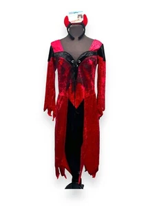 Velours rot Teufel Kleid Größe Small - Ex Hire Kostüm Verkleidung gruselige Sünder - Bild 1 von 8