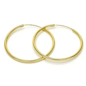 Women's 14K Gold Filled Skinny Small Medium Large Endless Hoop Earring 30mm-60mm - Picture 1 of 15