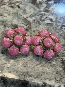 Pendientes Kramer Vintage Clip On Oso Rosa Leer - Imagen 1 de 4