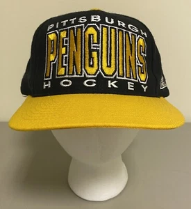 Cappello vintage Pittsburgh Penguins Apex One Snapback nero acrilico e lana logo pinguino - Foto 1 di 10