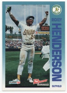 Rickey Henderson 1992 Fleer Citgo The Performer #17 Oakland A's Hall of Fame  #1