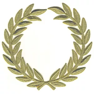 Gold Laurel Wreath Patch Metallic Embroidered SCA Cut out Iron on Sew on (6") - Picture 1 of 1