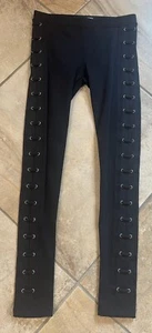 David Lerner Women XS Black Ponte Lace Up Sides Leggings D - Picture 1 of 6