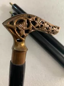 Antique Brass Head Handle Vintage Style Wooden Walking Stick Cane Victorian Gift - Picture 1 of 4
