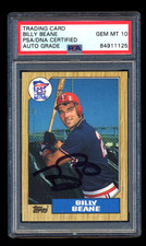 BILLY BEANE SIGNED 1987 TOPPS ROOKIE CARD PSA/DNA A'S GM AUTOGRAPHED GEM MINT 10