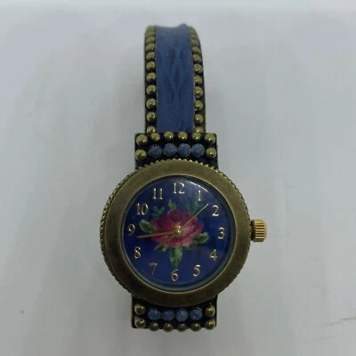 Reloj Michal Negrin Cuarzo Hermosas Flores Banda Latón Israel Foto 1 de 4