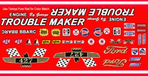 Trouble Maker Ford Fairlane NHRA Drag 1/24th Scale Waterslide Decals - Picture 1 of 2