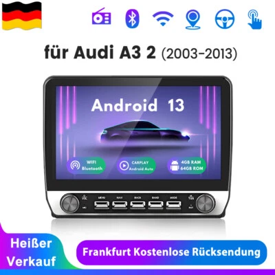 Carplay Autoradio Android 13 GPS Nav WIFI BT SWC DAB+ 64G Für AUDI A3 8P 03-2013 - Bild 1 von 4