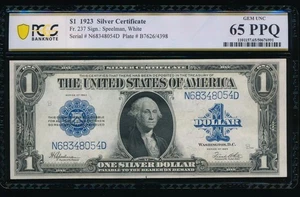 AC Fr 237 $1 1923 Silver Certificate PCGS 65 PPQ gem uncirculated - Picture 1 of 2