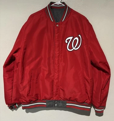 Chaqueta Universitaria Reversible De Lana De Colección JH Design Washington Nationals Talla XL Foto 1 de 4