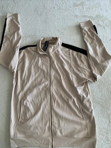 Vintage Men's Xl Pharmacy Board Shop Wiseplai Logo Zipper Jacket Tan Black New - Picture 1 of 15