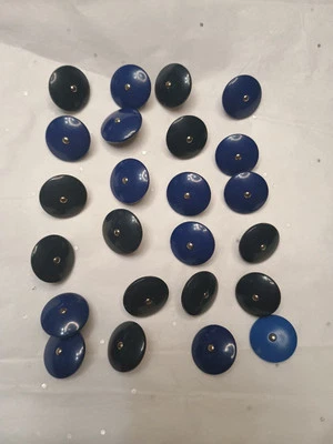 Lot 24 Vintage Blue  Buttons Some w/ Silver Shank Accents Ceramic/ Celluloid???? - Image 1 of 4