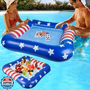 succulentlovers 4th of July Inflatable Card Table for Pool with Waterproof Pl - Picture 1 of 5