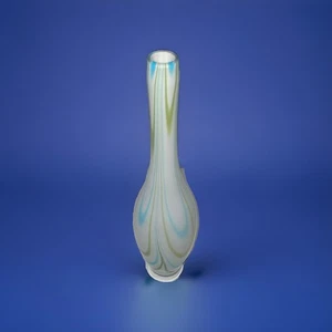 ART GLASS VASE by Margie's Garden California White,green,blue Swirled 16” Tall - Picture 1 of 15
