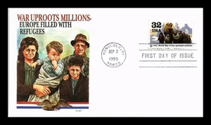 DR JIM STAMPS US COVER WWII WAR UPROOTS MILLIONS 50TH ANNIVERSARY FDC FLEETWOOD - Picture 1 of 2