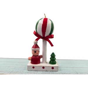 Adorno piruleta de madera vintage pintado a mano ángel Santa elfo 2,5" - Imagen 1 de 9