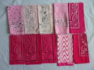 10 rosa Baumwolle Bandanas 2 hell/2 mittel/1 Zickzack/5 dunkel - Bild 1 von 2