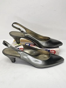 Villager a Liz Claiborne Co. Zinn Leder Slingback Pfennig Heels Größe 7,5 M - Bild 1 von 8